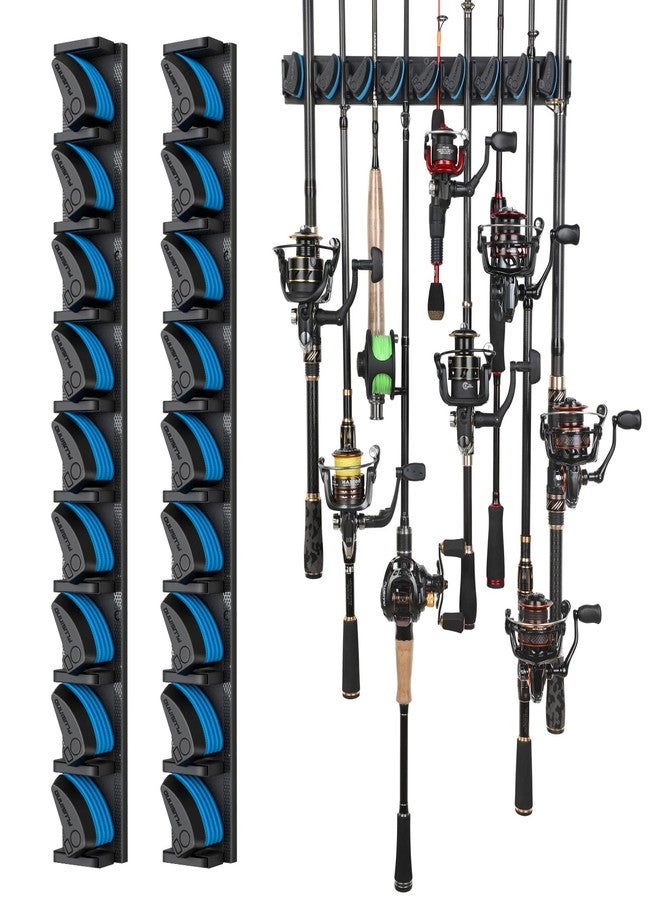PLUSINNO 2 pack Vertical Fishing Rod rack, Wall Mounted Fishing Rod holder, 2 Packs Fishing Pole Holders Hold Up to 18 Rods or Combos, Fishing rod holders for garage, Fishing Gear and Gifts for Men - Image 1